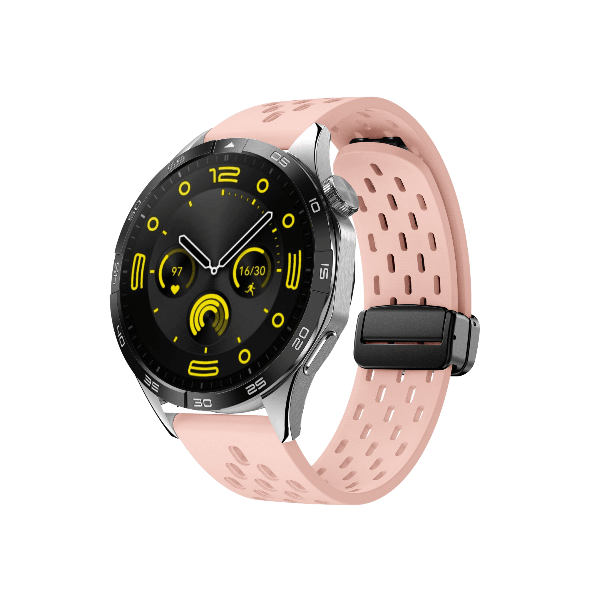 Smartwatch mit Active Plus Armband in Rosa – sportliches Silikonband mit luftigem Lochmuster